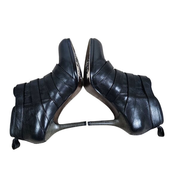 Coach Tessie Black Leather Heeled Booties Buckles Sz 10B Almond Toe Goth Baddie - Picture 4 of 10